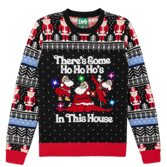 Ho Ho Ho's In This House LED Light-Up Ugly Christmas Sweater Unisex