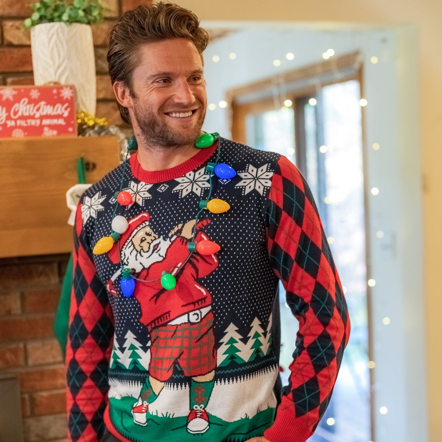 Teeing Off Golfing Santa Ugly Christmas Sweater Unisex