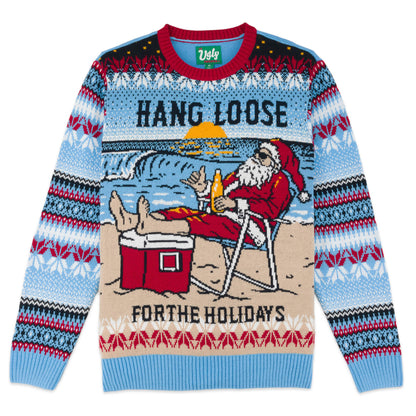 Hang Loose For The Holidays Santa Ugly Christmas Sweater Unisex