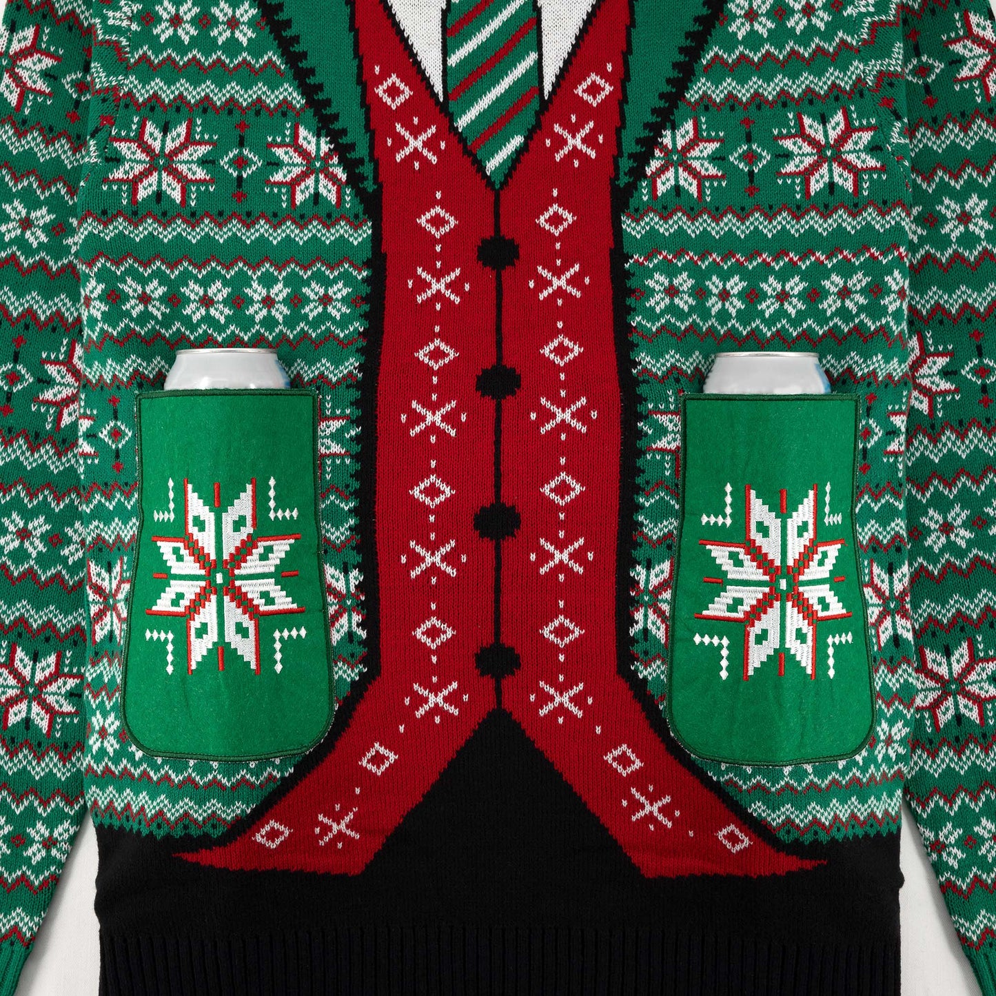 Snowflake Suit W/ Drink Pockets Ugly Christmas Sweater Unisex