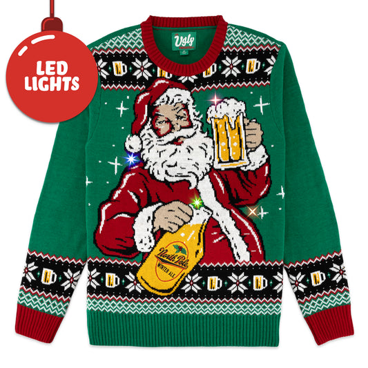 North Pole Ale LED Light-Up Ugly Christmas Sweater