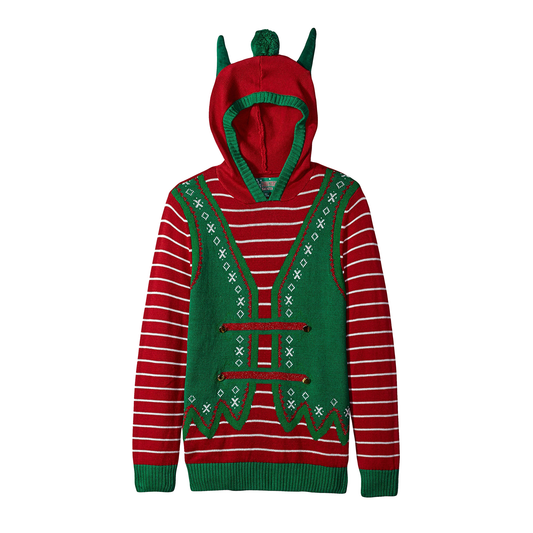 Hooded Elf With Ears Ugly Christmas Sweater Unisex