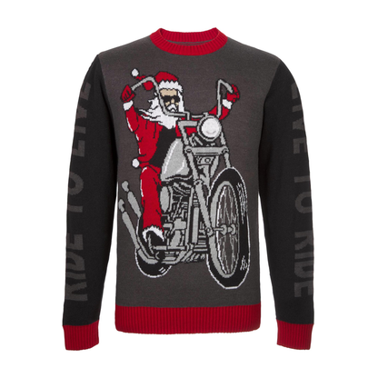 Live To Ride Motorcycle Santa Ugly Christmas Sweater