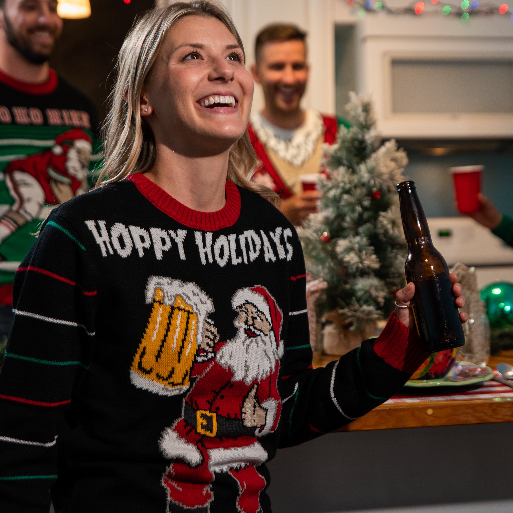 Santa drinking cheap beer sweater