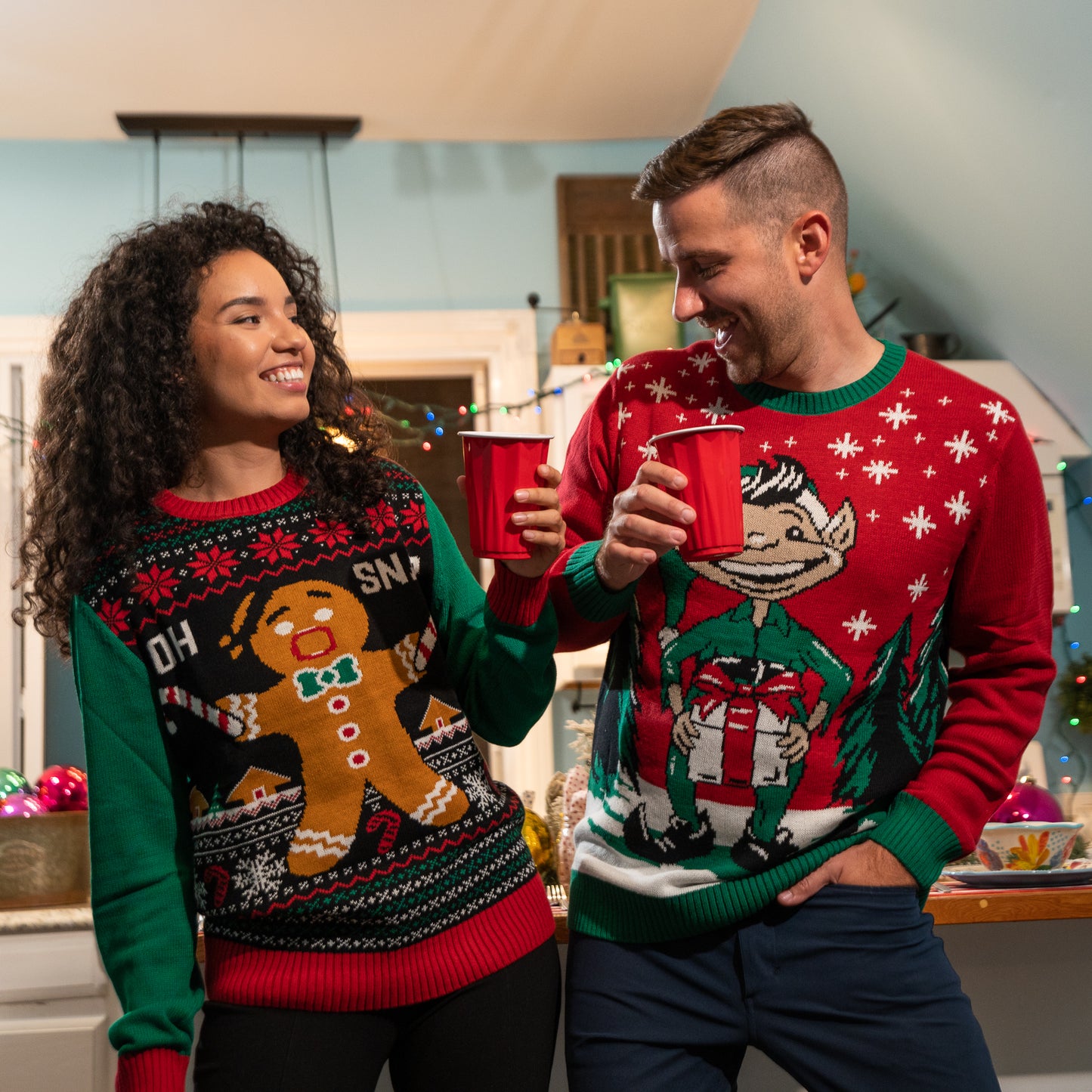 Elf Naughty Gift Box Ugly Christmas Sweater
